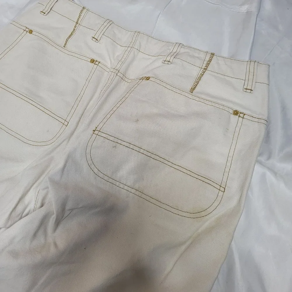 VINTAGE LL‎ Bean cream double knee straight leg gorp work pants 36x32
